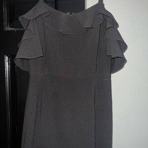 Esley One Shoulder Black Dress with Ruffle Sleeves